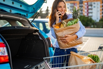 young woman shopping in a grocery store