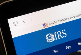 IRS logo is seen on the Internal Revenue Service (IRS) website