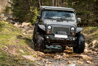 Jeep Wrangler in the woods