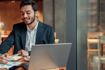 businessman working with graphs and charts