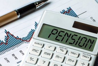 calculator showing pension on display