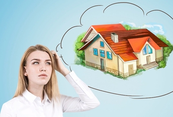 woman standing in formal shirt scratching her head while thinking about new home 