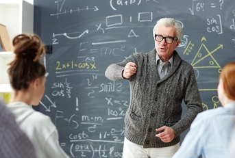 smart professor answering question of one of his students