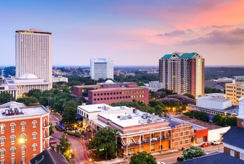 beautiful modern day buildings in tallahassee florida usa under purple sky