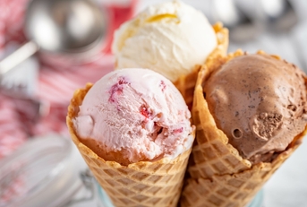 Three ice cream cones