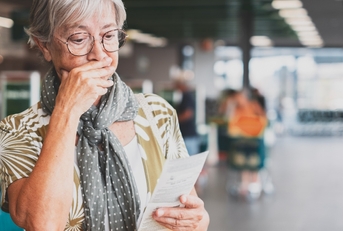 Woman surprised at grocery bill