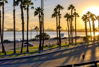 The sunset along the coast in Long Beach