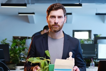 serious man going out of office