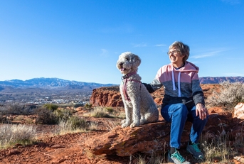 enjoying a scenic overlook