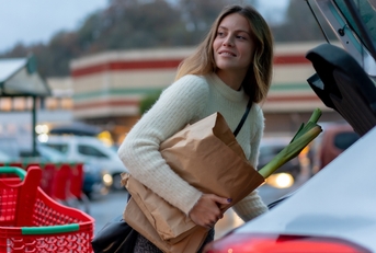 grocery shopping in the parking lot