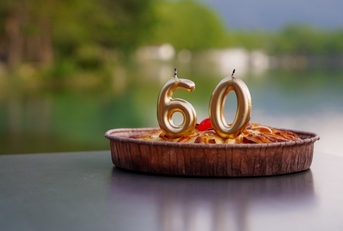 golden candles on a cake