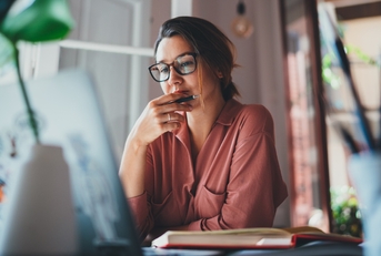 businesswoman thinking about something