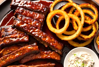 bbq ribs and sliders with sauce