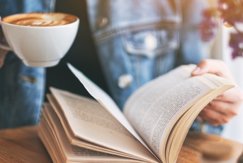 reading a vintage novel book