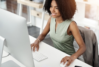 woman on computer