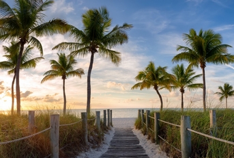 footbridge to smathers beach at sunrise