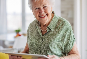 senior lady with tablet