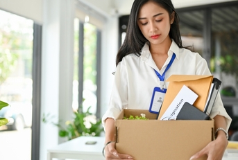 frustrated asian female office worker
