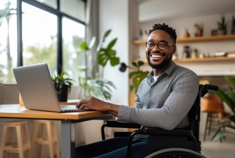 disabled man working from home