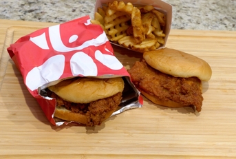 chik fil a burger and fries