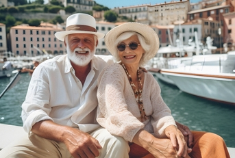 senior couple traveling French Riviera