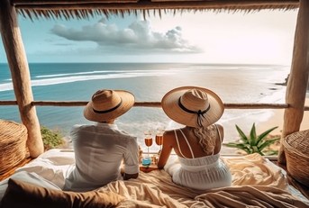 couple drinking mocktails on vacation