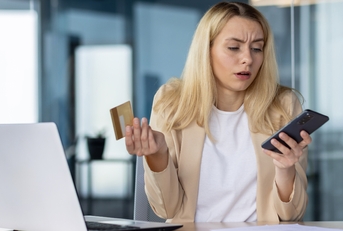 displeased holding bank credit card