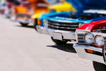 classic american cars at street display
