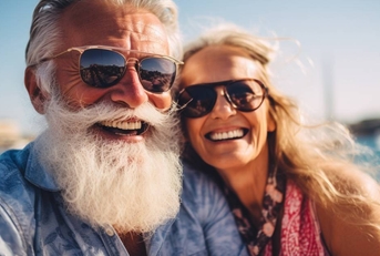 senior couple enjoying cruise vacation