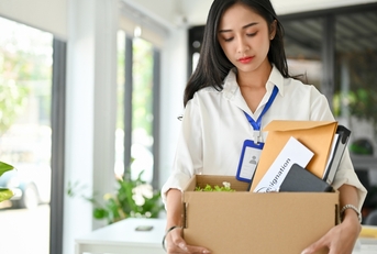 office worker quitting a job