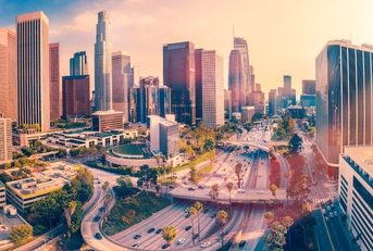 sunrise in los angeles city
