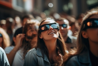 people looks at the solar eclipse 