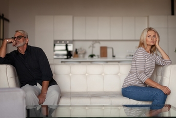 senior couple having argument at home