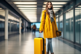 traveler with a yellow suitcase