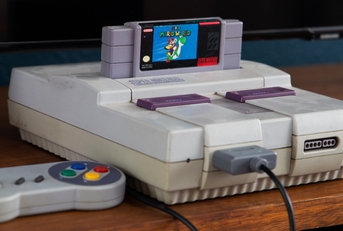 super nintendo with control