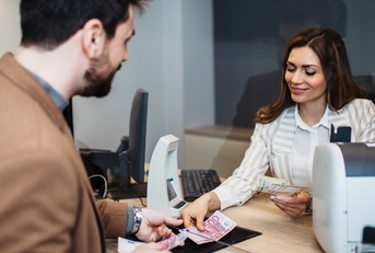 woman working in exchange office