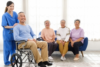 senior sitting in a wheelchair