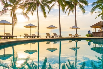 umbrella chair outdoor in luxury resort