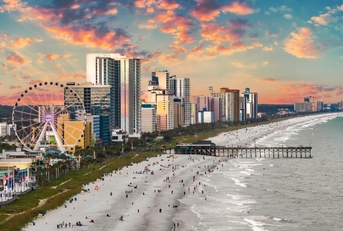 crowded Myrtle Beach boardwalk South Carolina