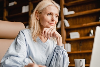 senior woman working from home