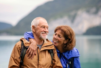 senior couple hiking