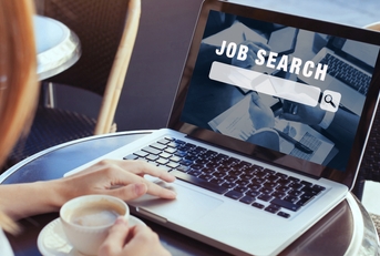 job search on laptop screen