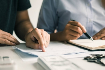 couple looking over finances