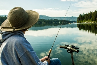 Disabled Women Fishing at Lake Idaho