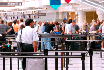 people in airport security line