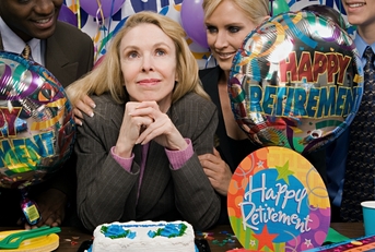 senior woman at retirement party