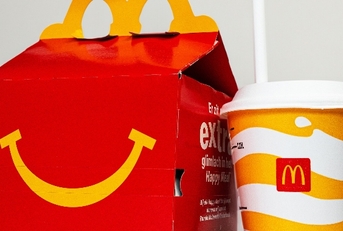 Happy meal box with soda on the side