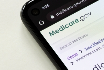 Medicare website on smartphone screen