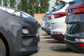 cars stand in the parking lot 