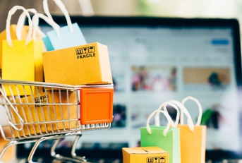shopping trolley online shopping delivery concept